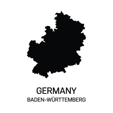 A stark black silhouette depicts the geographical outline of baden w rttemberg germany high quality