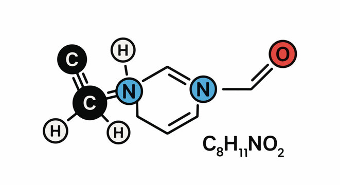 Molecular structure with elements and chemical formula