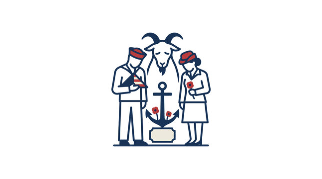 Memorial Day Remembrance With Sailors and Goat Symbol