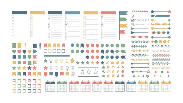 Planner and Calendar Elements: A comprehensive collection of meticulously crafted planner and calendar elements, perfect for organizing and enhancing your digital or physical planning endeavors.