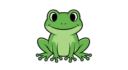 Fototapeta premium Cute cartoon frog with a friendly smile.