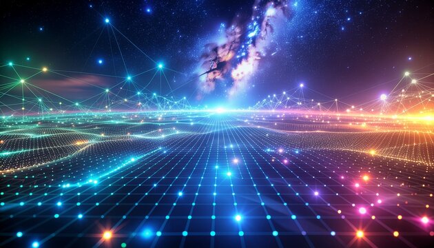 宇宙と光が広がる未来通信背景