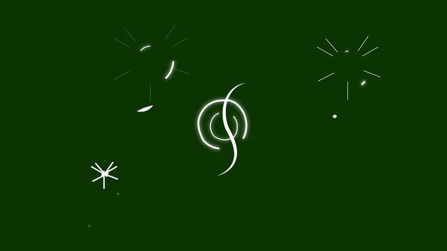 Neon slash arc flashing with spark particles and glowing streaks, anime sword animation overlay for cinematic combat visuals on green background. 4k