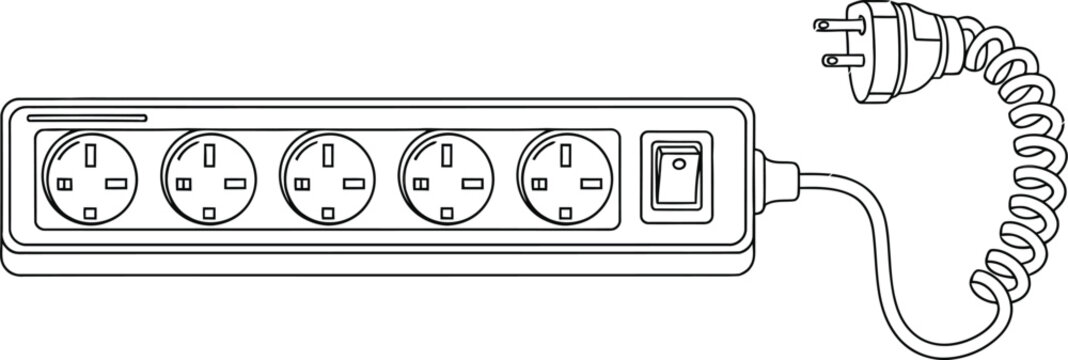 Electric power strip with multiple outlets and a coiled cord plug