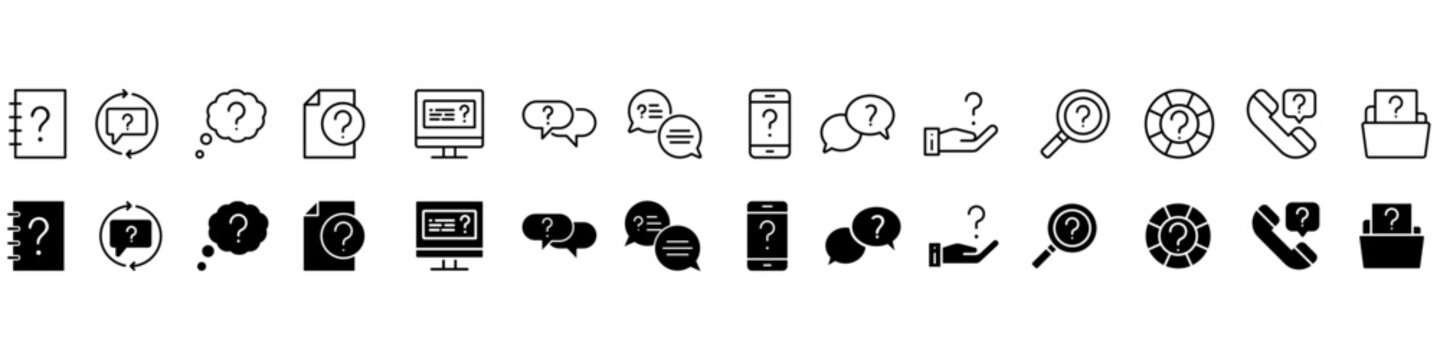FAQ icon vector set. Question illustration sign collection. answer symbol. Unknown logo.