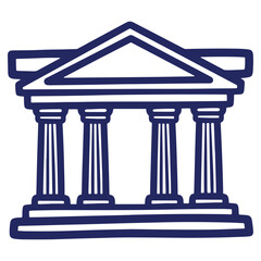 Fototapeta premium Iconic Greek temple illustration featuring four columns and triangular pediment creating a sense of history and architectural significance
