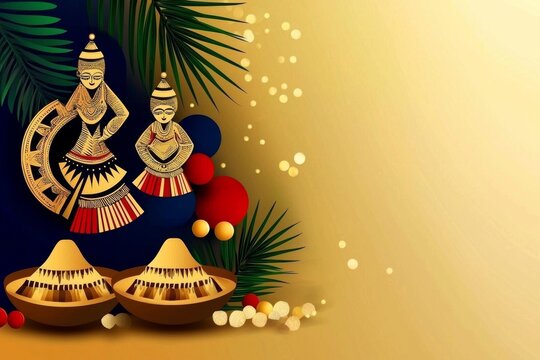 Unique and colorful card design for Bohag Bihu festivities. 