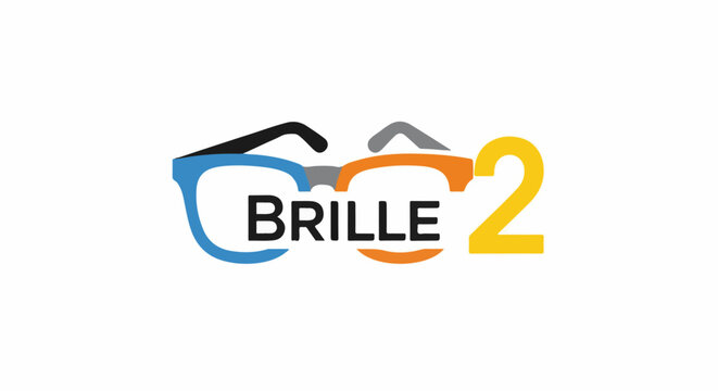 Colorful glasses overlap with text and number two