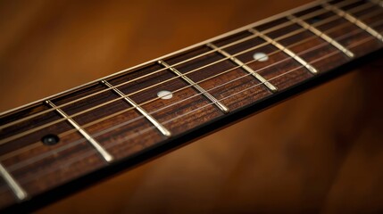 Fototapeta premium Guitar Neck And Strings Close Up Clean Warm Music Composition