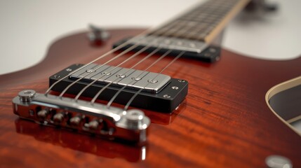 Fototapeta premium Electric Guitar Body Close Up Wood Texture Modern Music Instrument