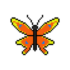 Fototapeta premium Vector Illustration of Butterfly with Pixel Art Design