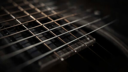 Fototapeta premium Guitar Fretboard Macro Detail Texture Musical Instrument Close Up