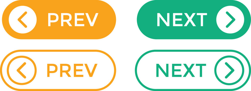next and previous buttons. Previous and next arrow symbol. Slide change and transition design. Interactive Navigation Icons

