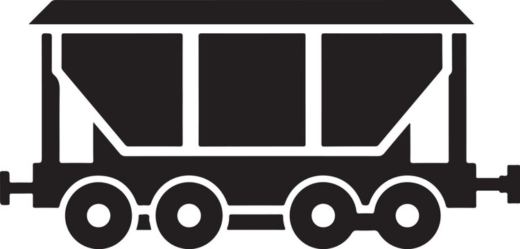Industrial train car, railroad wagon, cargo vehicle, transportation icon