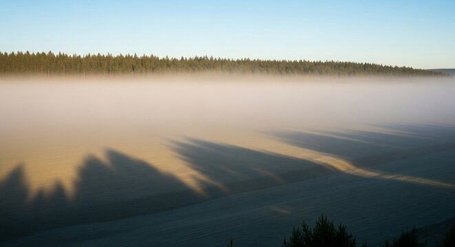 Misty landscape shadows