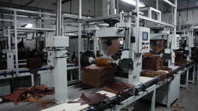 Industrial Leather Production Process with Machinery and Materials