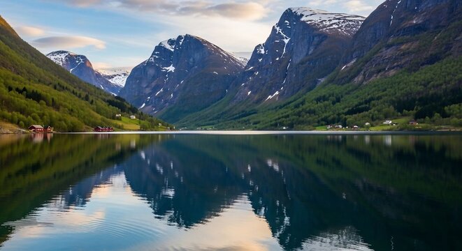 Mountain lake landscape reflection