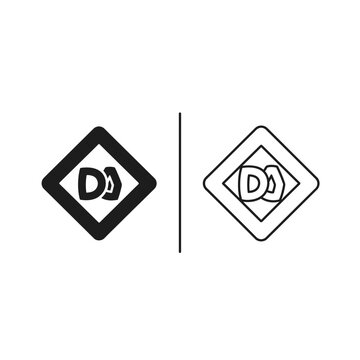 Double d icon in diamond shape for branding or identification purposes with double d letter d black and white double d letter d monogram