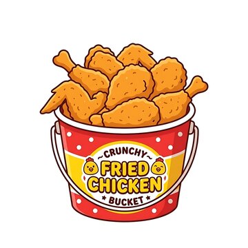 Crunchy fried chicken bucket meal.