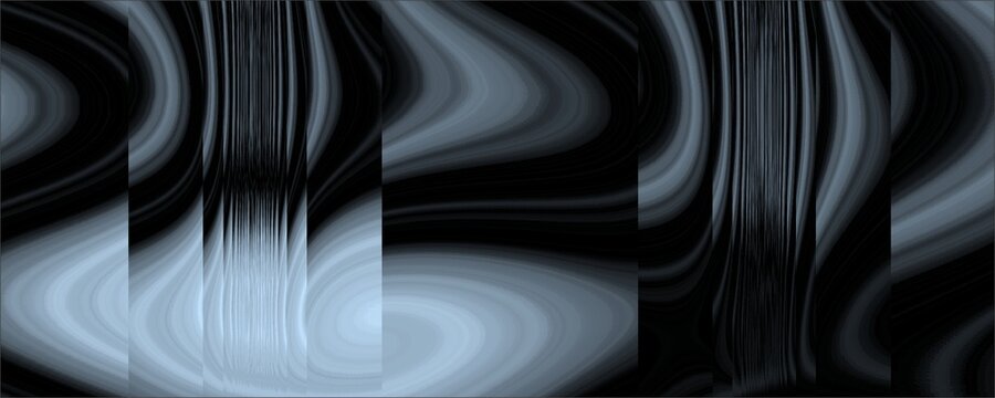 Abstract Monochromatic Fluid Distortion with Vertical Ripples and Metallic Gray Flowing Lines