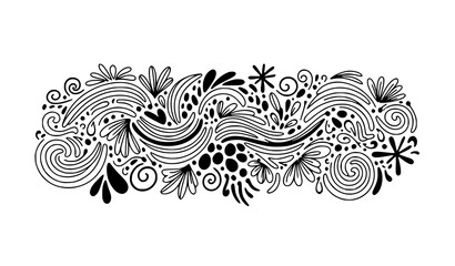 Fototapeta premium Artistic hand drawn ornamental motifs with flowing line elements in modern abstract style isolated on white background
