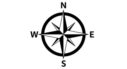 Fototapeta premium Simple Compass Rose Indicating North, South, East, West on Isolated White Background