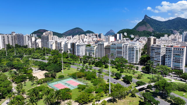 Rio De Janeiro Skyline In Rio De Janeiro In Brazil. Sugarloaf Mountain Scenery. Downtown District. Guanabara Bay Skyline. Rio De Janeiro Skyline In Rio De Janeiro In Brazil. Beautiful Landscape. 
