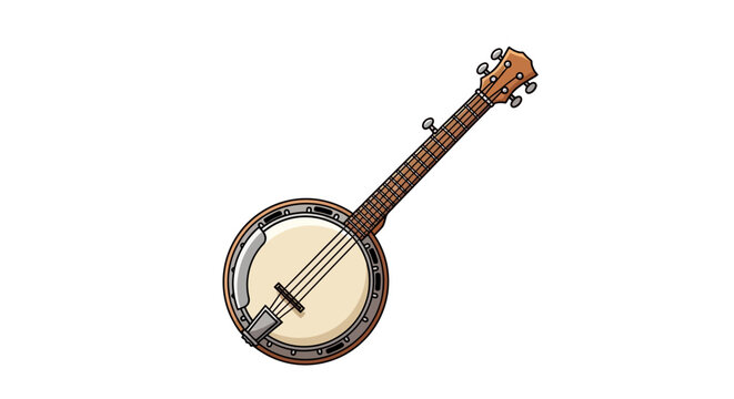 Simple banjo illustration on a white background
