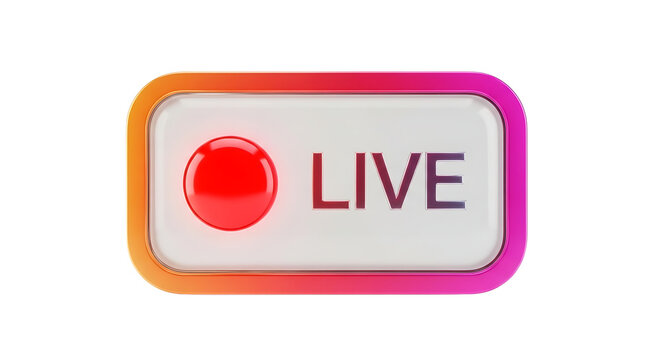 A live broadcast button with red circle on white background