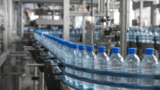 Bottled Water Production Line in Modern Industrial Setting