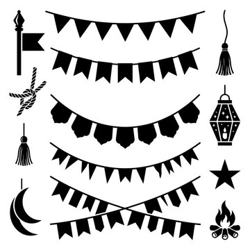 Quadrilha dance icons with boots footsteps accordion and bow tie