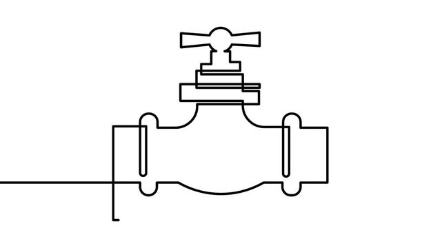Water valve 4K animation video forming pipeline control system outline