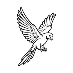 Naklejka premium Black and white line of a bird in flight, wings spread wide line black and white