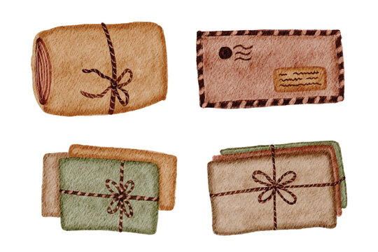Vintage and Rustic Watercolor Envelope Set