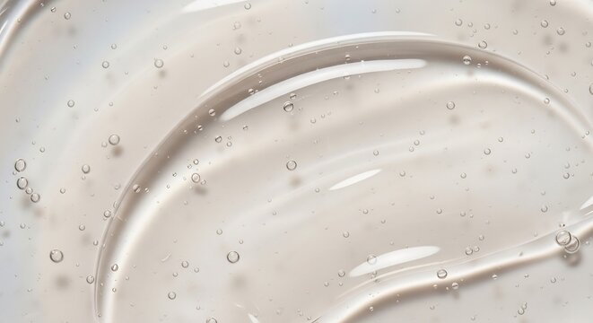 Close-up Macro Shot of Clear Gel Texture with Bubbles.