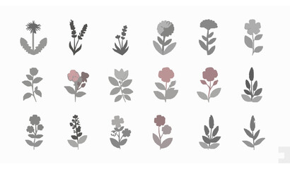 Wildflower icon set – thin line botanical plants and flowers vector © MstBabli