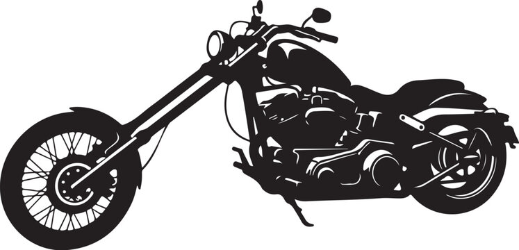Black motorcycle silhouette, vector bike illustration, motorcycle icon, chopper design