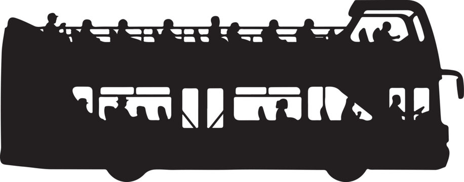 Double decker bus, tourist vehicle, black silhouette, city transport, travel icon