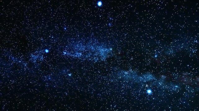 Milky Way stars on a dark countryside skies. Time-lapse video.