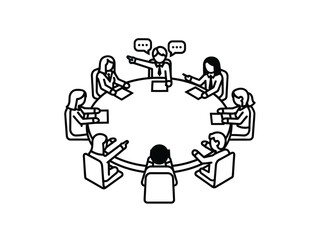 Fototapeta premium Team Meeting Around Oval Table Discussing Ideas.