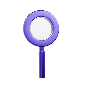 Search Icon purple 3D Glass Magnifying Glass Minimal Design
