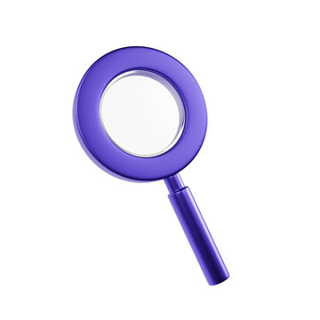 Search Icon purple 3D Glass Magnifying Glass Minimal Design