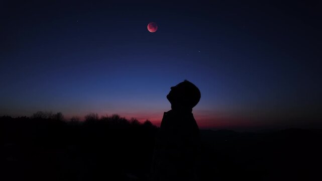 Amateur astronomer observing stars, planets, Moon and other celestial objects.