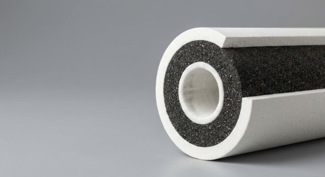 Water scarcity climate adaptation pipe insulation foam closeup water scarcity climate adaptation theme shown with foam pipe