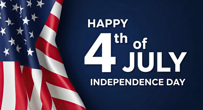 Festive fourth of july greeting with american flag and patriotic text