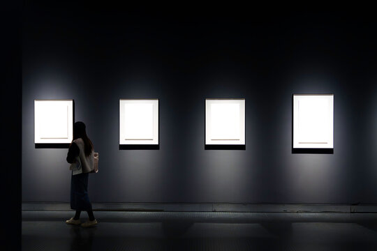 interior of gallery and blank frame