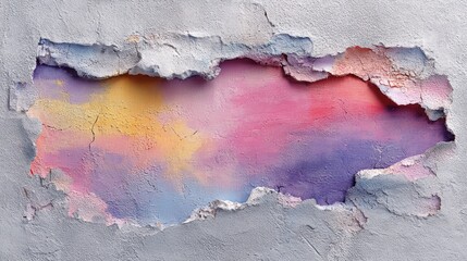 Fototapeta premium Vivid Colorful Paint Splash Through Cracked Wall
