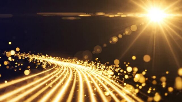 Dynamic Golden Light Trails Abstract Background