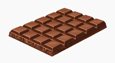 Fototapeta premium Semi realistic chocolate bar vector illustration with textured surface on white background