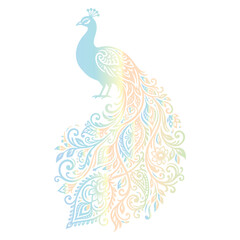 Fototapeta premium Black Peacock Bird Silhouette Illustration.
